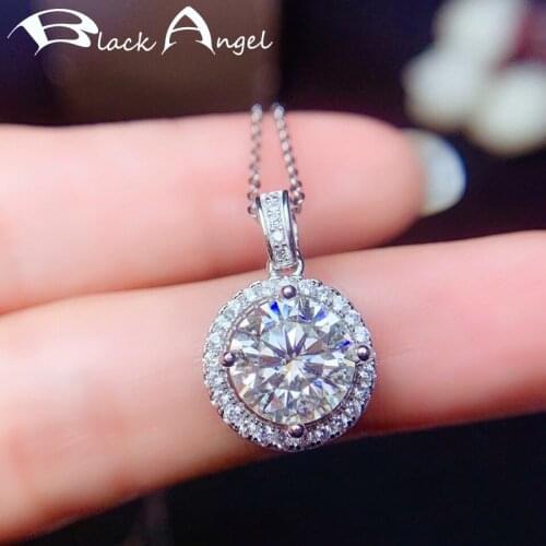 BLACK ANGEL 2021 New 925 Silver Shiny Double Circle Luxury White Gemstone CZ Pendant Necklace For Women Jewelry Wedding Gift