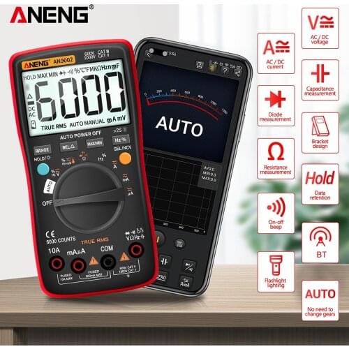 ANENG AN9002 Multimeter Bluetooth Digital Multimeter 6000 Counts MultimetroTrue RMS AC/DC Current Voltage Tester Auto-Range