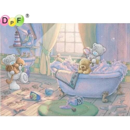 DPF DIY Take a shower the bear 5D diamond painting cross stitch crafts diamond mosaic full square home decor diamond embroidery