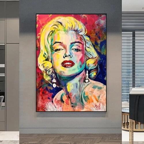Marilyn Monroe Sexy Portrait Art Canvas Painting Posters and Prints Cuadros Wall Art for Living Room Home Decor (No Frame)