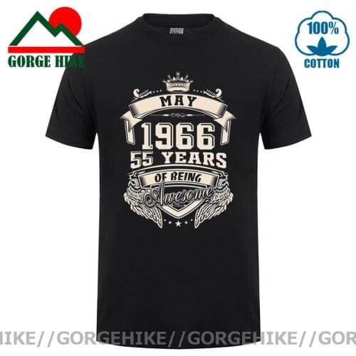 GorgeHike Born In May 1966 55 Years Of Being Awesome T Shirt Oversized O-neck Cotton Short Sleeve Vintage Made in 1966 T Shirts