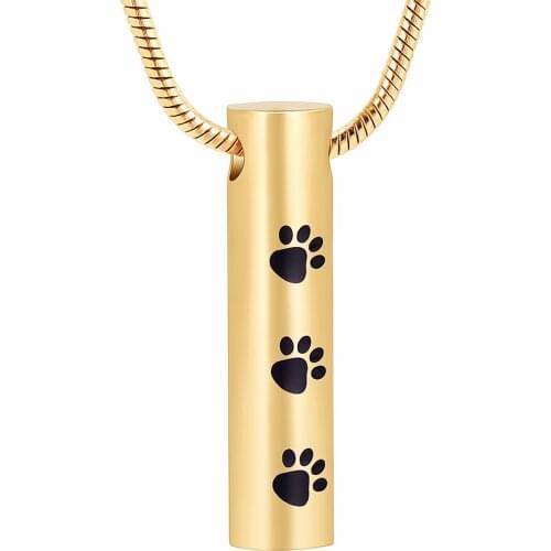 IJD2473 Dog /Cat Paw Print Cylinder Cremation Jewelry For Pet Memorial Urn Neckalace Hold Ashes keepsake Pendant