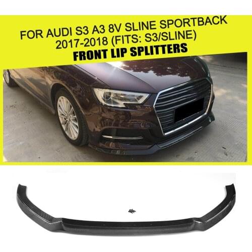 Carbon Fiber / FRP Car Front Bumper Lip Splitters Spoiler Apron for Audi S3 A3 8V SLINE Sportback Hatchback 2017 2018