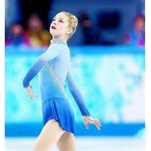 Ice Skating Dress Women girls Blue Ombre Leotards Teens Skating dress Teens Dancewear Skating Dress