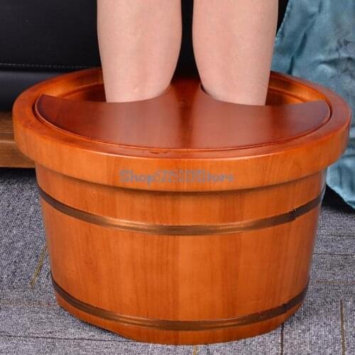 Red Foot Bath Wooden Basin Foot Bath Household Wooden Basin Foot Bath Solid Wood Cask Foot Therapy Foot Bath Health