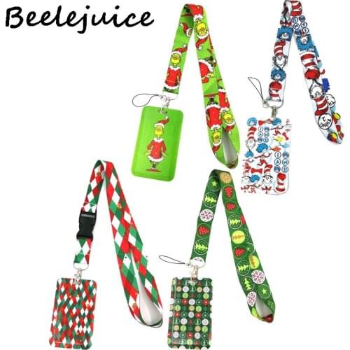 Merry Christmas Creative Lanyard Card Holder Student Hanging Neck Phone Lanyard Badge Subway Access Card Holder Accessories Gift