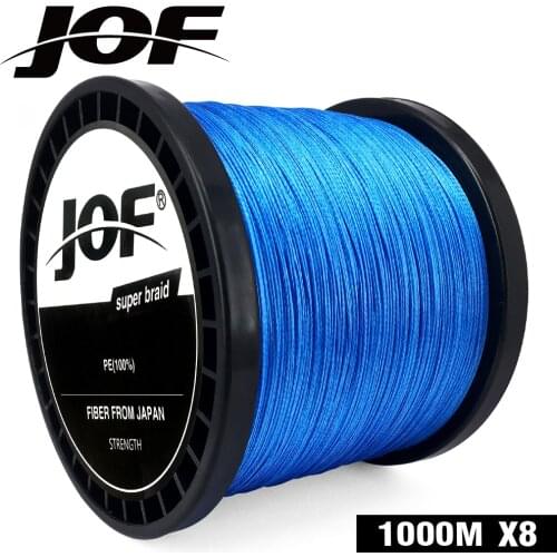 JOF Braided Fishing Line 8 Strands Fluorescent Blue 100M 150M 300M 500M 1000M Cord linha multifilamento 8 Fishing