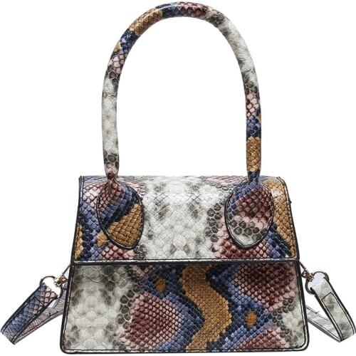 Fashion Snake Skin Vrouwen Schouder Handtas Totes Pu Mini Chain Crossbody Tassen Populaire Eenvoudige Vrouwelijke Dagelijkse Tas