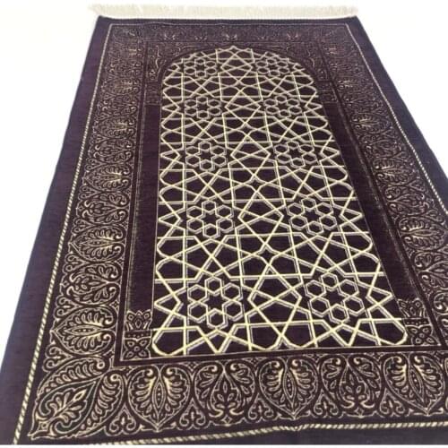 Prayer mat Seljuk Pattern Chenille Prayer Mat Blue Hajj Umrah Mawlid Islamic Gift Prayer Rug Blue Color Quality Prayer rug