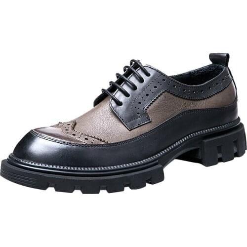 Cowhide Men Lace-Up Business Men Shoes Designer Shoes Men British Retro High Quality Genuine Leather Shoes Men Autumn Winter