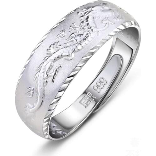 999 sterling silver domineering dragon mens ring personalized opening fashion jewelry free shipping