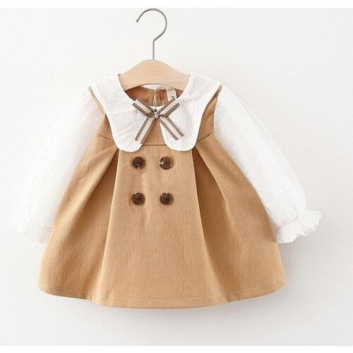 Newborn Long Sleeve Baby Girl Dresses Birthday Wedding Girl Lace Bow Dresses Infant Girl 1st Birthday Princess Dress 2021