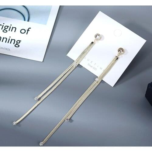 TONGKWOK Bohemia Exaggeration Dangle Earrings For Women Silk Thread Tassel Metal Long Chandelier Earrings #142312