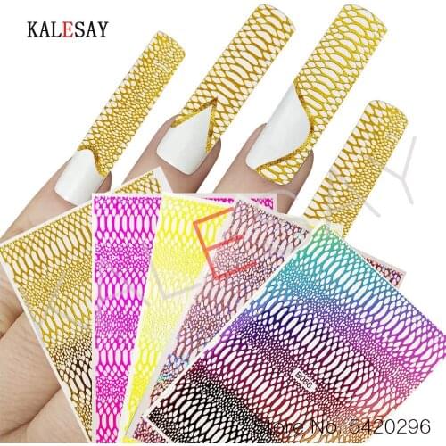 Snake Skin Style Nail Art Sticker Curve Stripe Cute Nails Sticker Gradient Striping DIY Decal Toenail Stickers Decals for Nails