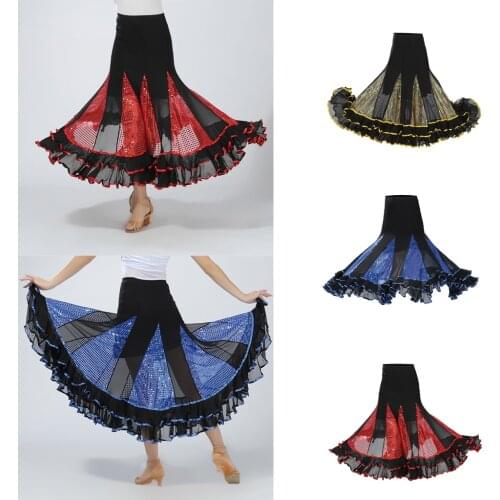 Latin Tango Big Swing Ballroom Flamenco Modern Standard Dance Costume Skirts