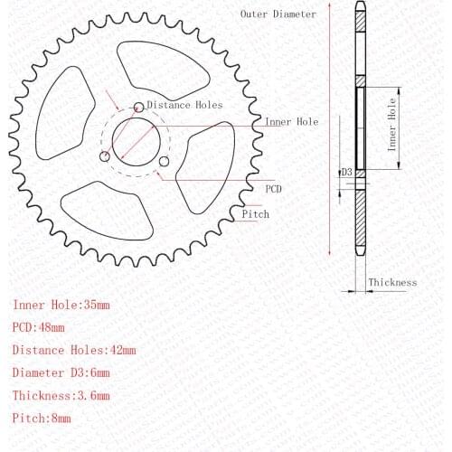 44 54 64 74 Tooth 44T 54T 64T 74T T8F 35MM Rear Sprocket Mini Moto ATV Quad Dirt Pit Pocket Bike Cross 47cc 49cc Parts