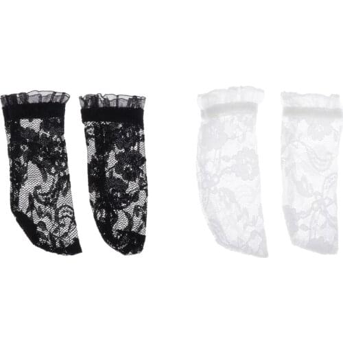 MagiDeal 1 Pair White / Black Dolls Lace Socks for 1/4 BJD Dolls Accessories