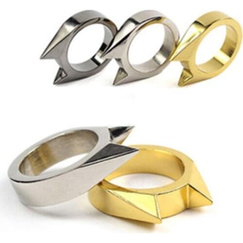 1 pcs Fist Knuckles Wolf Kunckles Ring Gold color Men Jewelry anti-wolf Mens Outdoor Tool Emergency Defensive Ring Dropshippng
