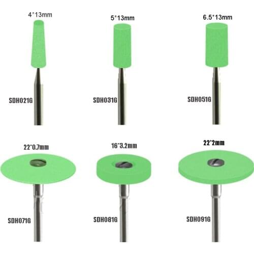 1pc dental lab ceramics diamond stone polish grinder for zirconia polishing fast grinding no need water cooling green