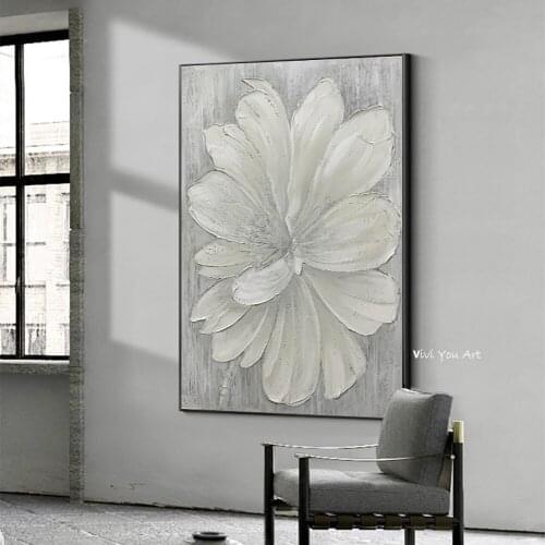 100% Hand Hand Painted Handmade Monochrome flowers home wall decoration hand-painted interior decoration art wall oil painting