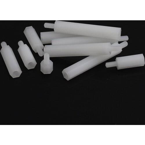 100pcs M3*14+6 Nylon Hex Standoff Spacer Male - Female 6mm Thread / Plastic Hexagon Pillar Screw Nut