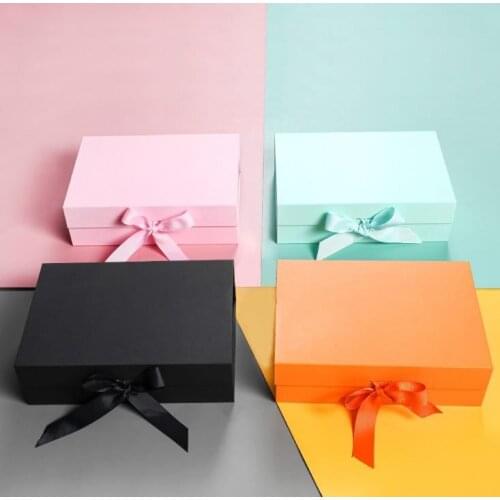 20Pcs Kraft Box Magnetic Closure Foldable Gift Packaging Boxes With Ribbon Wholesale Custom Cosmetic Corrugated Box Packaging SN
