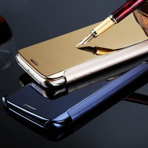 5Colors Clear View Mirror Case For Samsung Galaxy S6 S7 edge S8 S9 Plus S8+ S9+ Note 8 9 Leather Flip Stand Cover Smart Cases