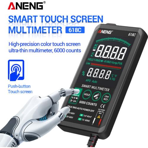 ANENG 618C Digital Multimeter Smart Touch Screen DC Analog Bar True RMS Tester 6000counts Transistor Capacitor NCV Testers Meter
