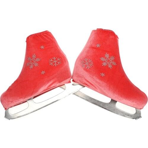 24 Colors Child Adult Velvet Ice Figure Skating Shoes Cover Solid Color Roller Skate Accessories Athletic Rose Red Snow Pattern