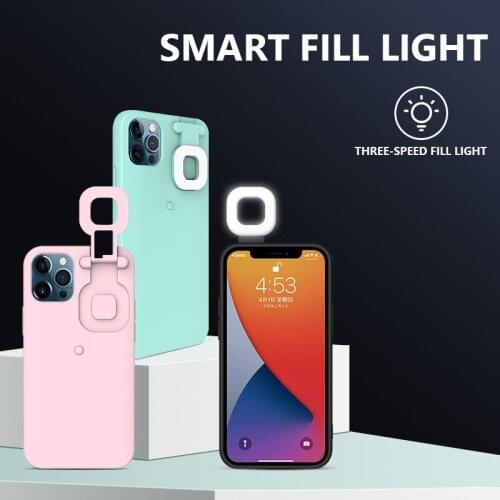 For iPhone 12 11 Pro Max Phone Case with Fill Light Selfie Beauty Ring Flash Stable Case For iPhone XR XS Max 7 8 Plus Cover