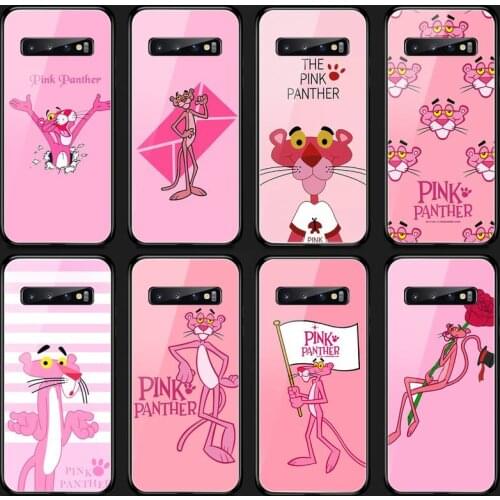 Cute funny cartoon pink panther Phone Case Tempered Glass For Samsung S20 Plus S7 S8 S9 S10E Plus Note 8 9 10 Plus A7 2018