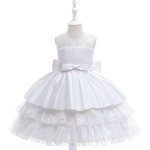 Children Lace Princess Birthday Party Prom White Wedding Bridesmaid Summer Dress Ball Gown Vestidos Baby Girls Clothes 10 Years