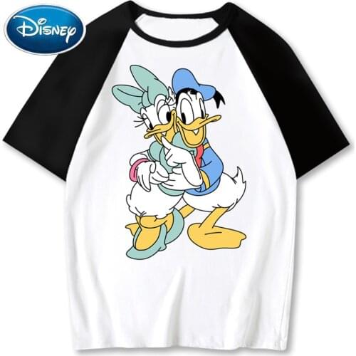 Disney Chic Fashion Daisy Donald Duck Cartoon Print Harajuku Women T-Shirt Tee O-Neck Pullover Short Sleeve Tops Femmes 12 Color