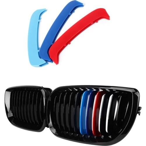For BMW 3 Series 5 Series E46 2001 - 2005 11 Bar Three 3 Color Buckle Front Racing Grills ABS Decorative Trim Strip Accessories
