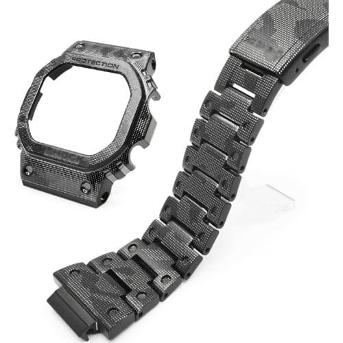 For Casio GM5600 GM-5600 Bezel and Watchband Bracelet Strap Frame Watch band Metal Steel Case