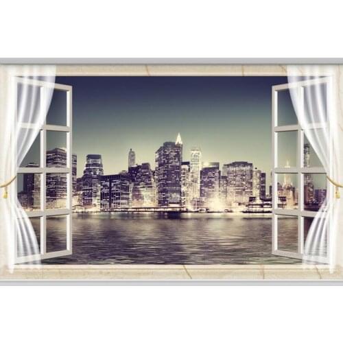 3D photo wallpaper custom 3d wall murals wallpaper 3 d TV setting wall window only beautiful city at night wallpaper living room
