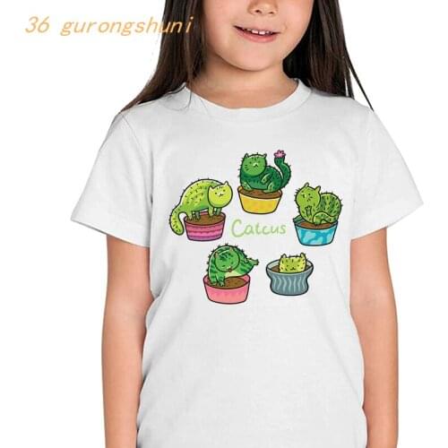 Free Cactus kids t shirt for boys t shirts Flowerpot children clothing kawaii girl t-shirts summer tops for girls clothes