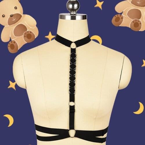 HANAERNES Fetish Wear Cage Bra Womens Sexy Bondage Lingerie Handmade Cupless Body Harness Goth Crop Chest Bondage Underwear