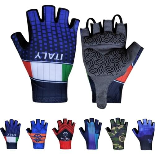 ITALY Bicycle Cycling Gloves Half Finger Breathable Anti Slip Gel Pad MTB Road Bike Gloves Men Women Outdoor Sports Gloves