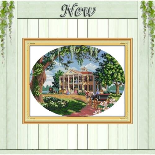 South estate spring palace Scenery painting,Counted print on canvas DMC 14CT 11CT DIY Cross Stitch Needlework kit Embroidery Set