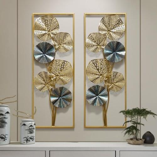 Chinese Luxury Wrought Iron 3D Wall Sticker Decoration Home Livingroom Background Wall Mural Pendant Hotel Wall Hanging Crafts