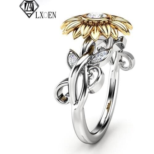 Gothic Gold Color Flower Stainless Steel Engagement Ring for Women with Luxury Zircon Party Rings Gift Jewelry Anillos