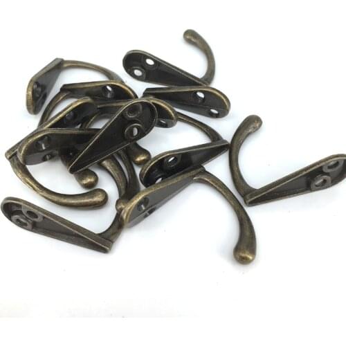 Antique Bronze Metal Hook Hanger for Clothes Coat Robe Purse Hat Single Prong Mini Robe Hooks Decorative Furniture Hardware