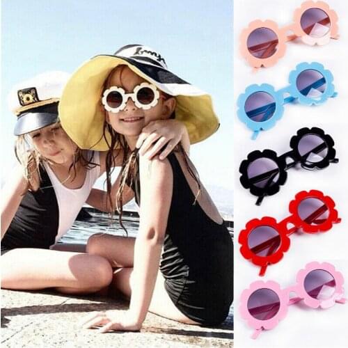 7 Colors Fashion Kids Girls Boys Sun Glasses Solod Color Flower Shape Frame Beach Sunglasses Children Eyewear