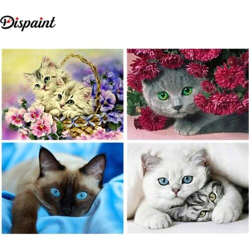 Dispaint Full Square/Round Drill 5D DIY Diamond Painting "Animal cat flower" 3D Embroidery Cross Stitch 5D Home Decor Gift