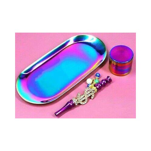 Rosegold Rolling Tray Metal Kitchen Storage Tray Chic Brass Oval Plate Food Dry Grass Tobacco Plates Weed Display Tray Home Deco