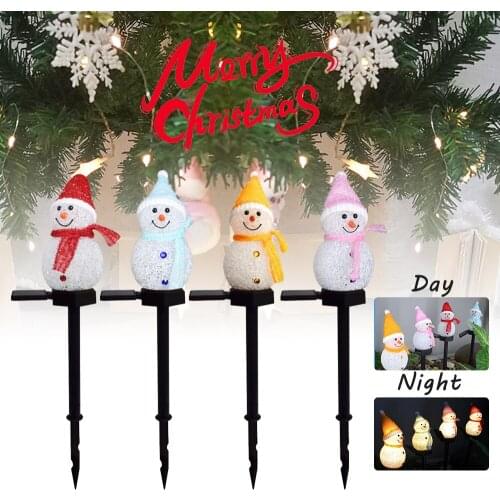 2021 New Solar Snowman Led Lamp Decoration Christmas Cartoon Snowman Solar Light Ground Light Landscape Garden Lamp