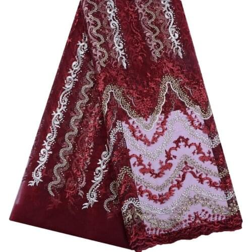 New Arrival Beautiful French Lace Fabric With Rhinestones High Quality African Fabric Lace For Dress Nigerian Lace Fabrics S1541