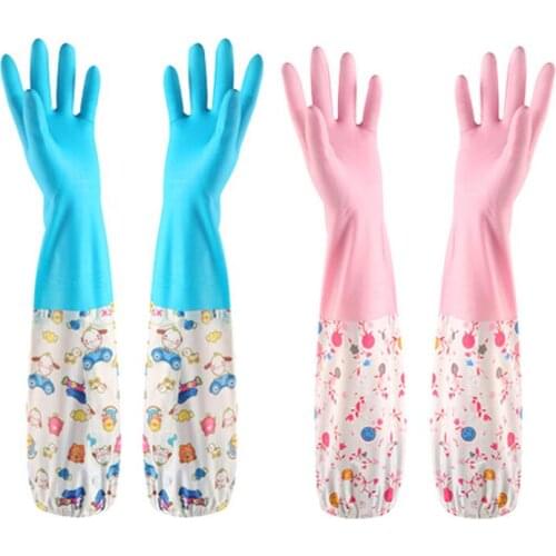 New Housekeeping Kitchen Cleaning PVC Gloves Household Warm Durable Waterproof Dishwashing Glove Water Dust Cleaning LX1938