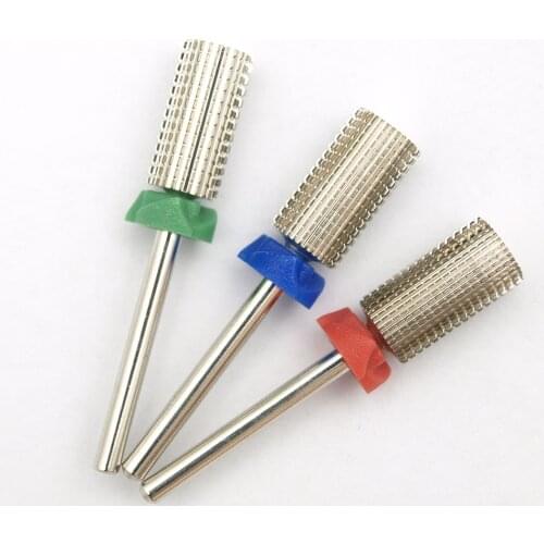 New Silver 5 in 1! 6.6 Head Large Barrel Round Flat top Safty Tungsten steel Carbide nail drill bits Burr Double hand use